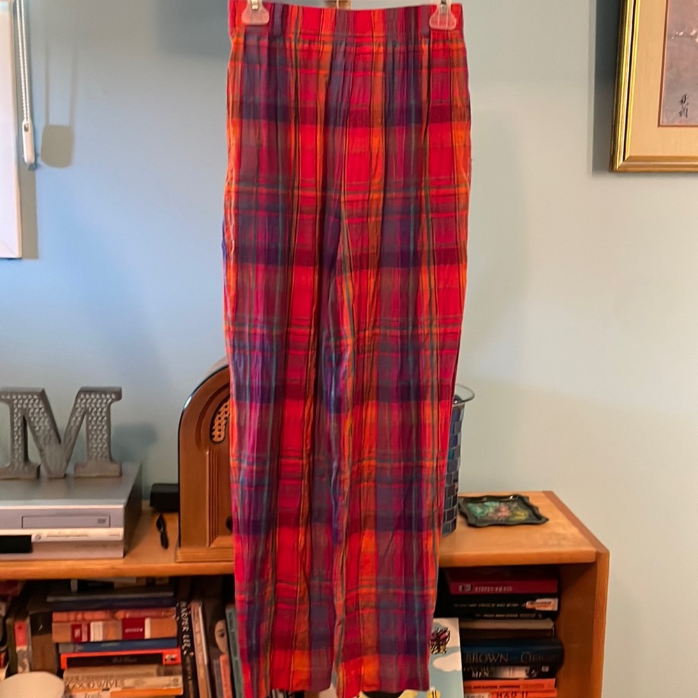 Talbots Red Plaid Wide-Leg Pants